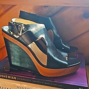 Michael Kors Leather Wedge Sandals